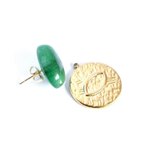Afbeelding in Gallery-weergave laden, Groene jade studs 2 in 1 oorbellen
