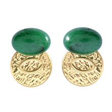Afbeelding in Gallery-weergave laden, Groene jade studs 2 in 1 oorbellen