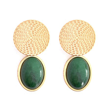 Load image into Gallery viewer, Natika groene jade oorbellen
